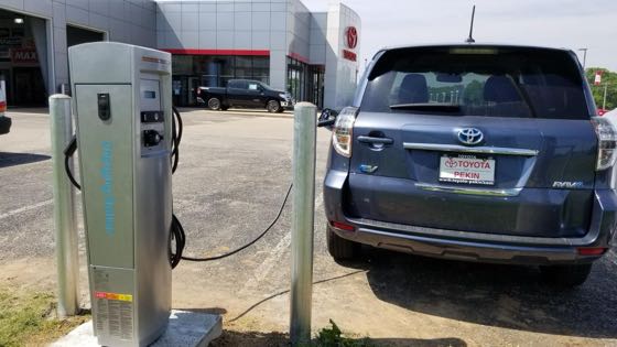 EV charger at Fort's Toyota of Pekin