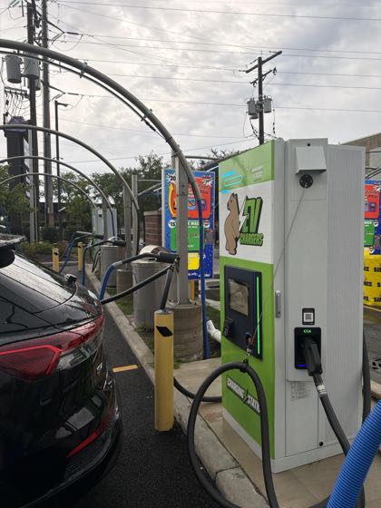 EV charger at Buddy Bear Car Wash