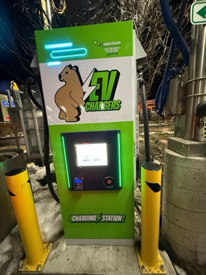 EV charger at Buddy Bear Car Wash
