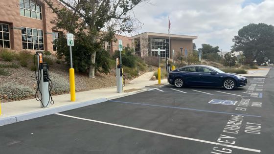 EV charger at MiraCosta College San Elijo Campus - Library