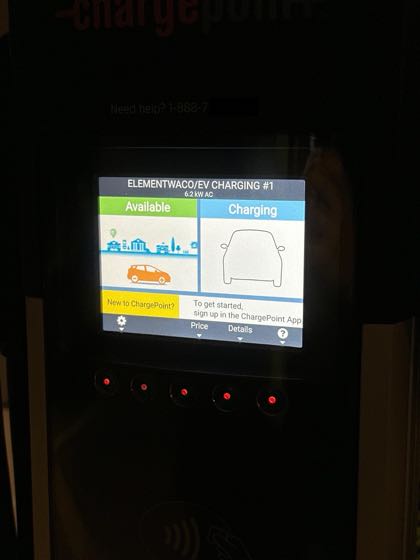 EV charger at Element Waco