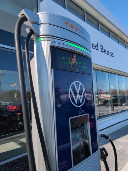 EV charger at Fred Beans Volkswagen