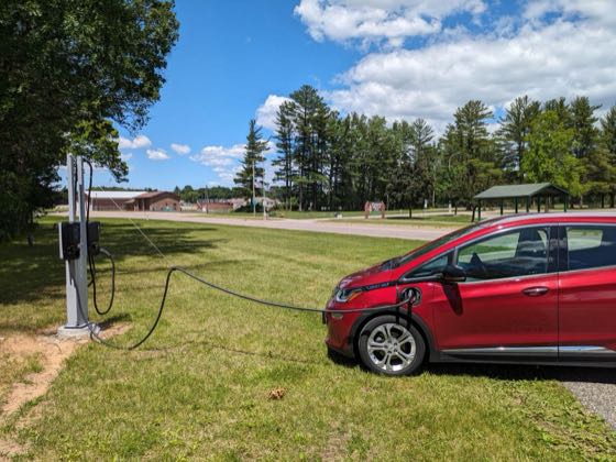 EV charger at Village of Westfield - Pioneer Memorial Park