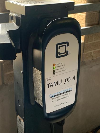 EV charger at Texas A&M - West Campus Garage